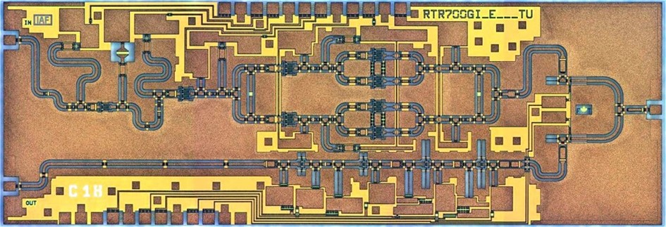 Transceiver MMIC of Fraunhofer IAF integrating power amplifier, switch and low-noise amplifier